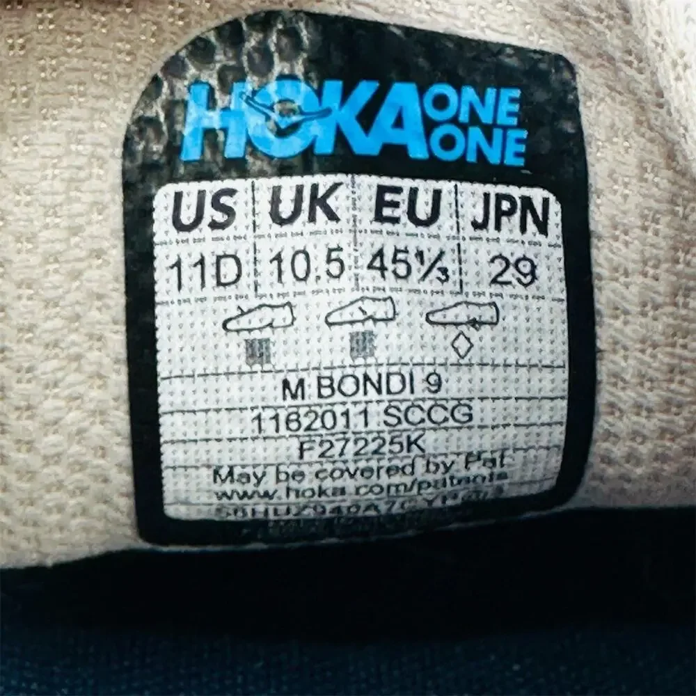 HOKA Bondi 9 Men's Running Shoes 'Stucco/Grout' White/Blue Size 11 D With Box